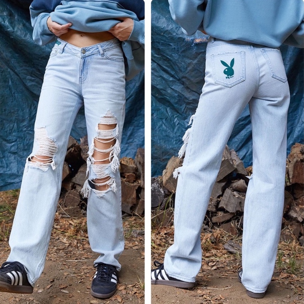 PLAYBOY BY PACSUN Cloud Ten V Dip Boyfriend Distressed Ripped Jeans - Picture 14 of 14